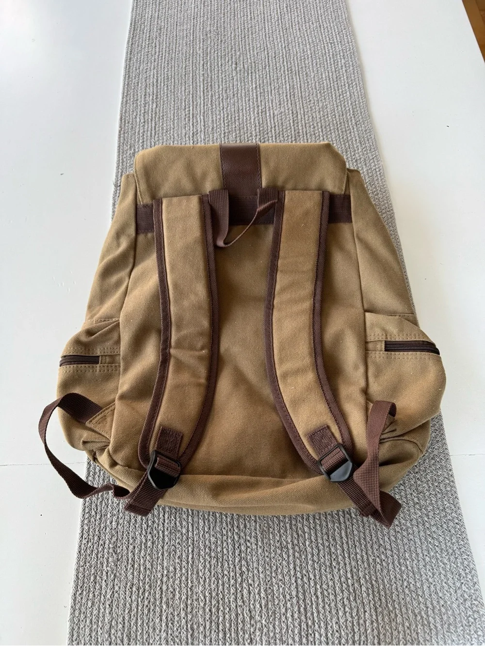Bella Russo Tan Brown Nylon Drawstring Backpack